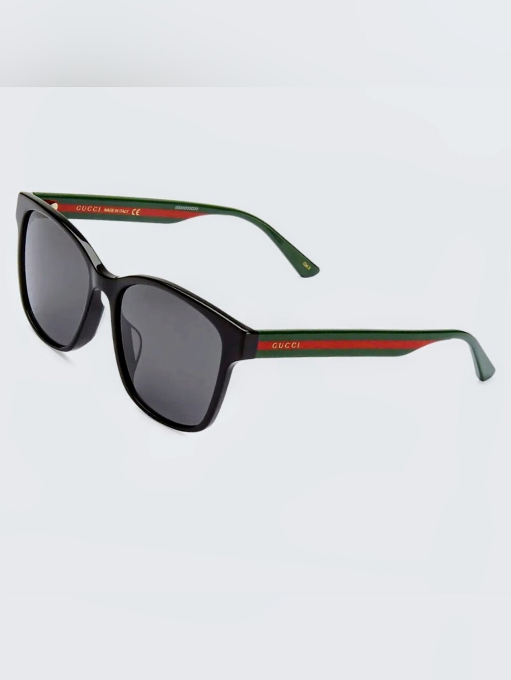 Gucci GG1869S Black Sunglasses with Green and Red Stripe Temples